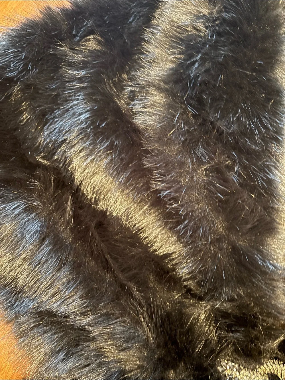 Joseph Ribkoff Black Faux Fur Shawl with Decorative Clasp